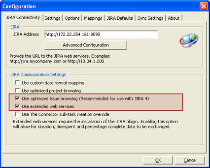 Configuration dialog